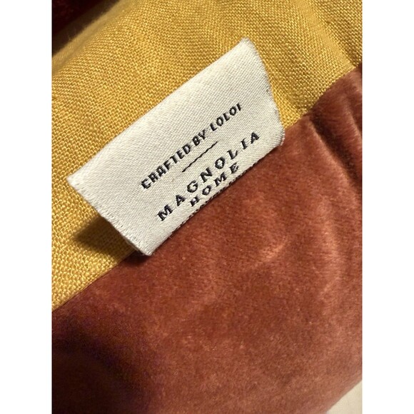 Magnolia Home x Loloi Decorative Indoor Pillow Rust / Gold Crushed Velvet 24X24 - Picture 4 of 8